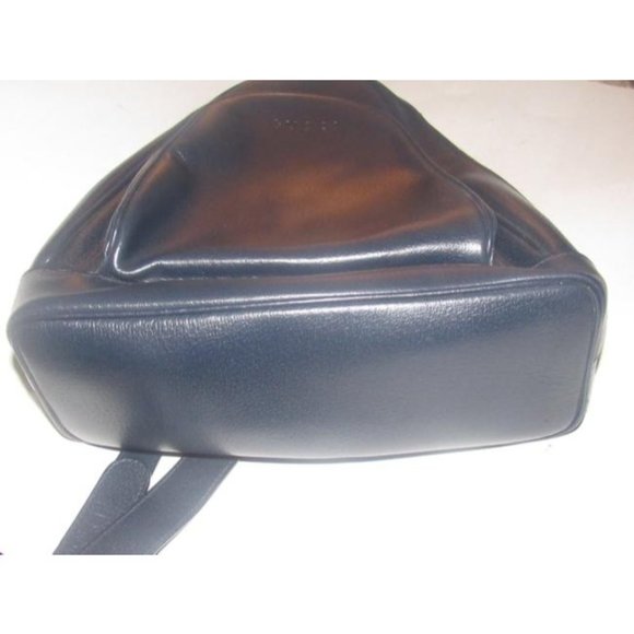 Gucci Vintage Bamboo Line Triangular Navy Blue Leather Backpack - Picture 6 of 12